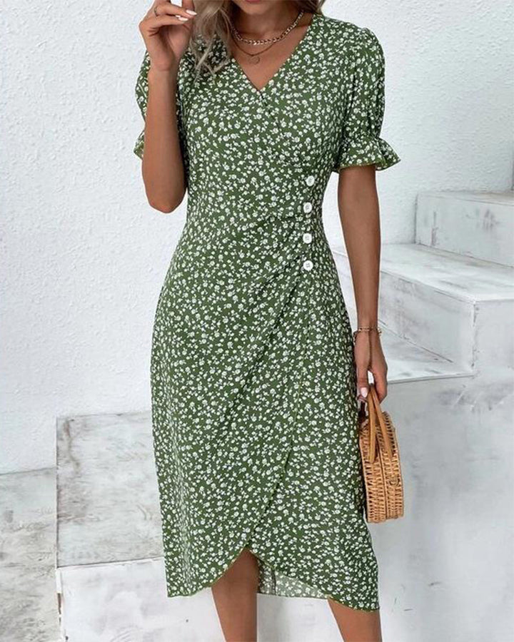 Rosa | Chic Floral V-Neck Wrap Dress