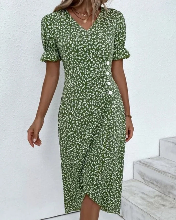 Rosa | Chic Floral V-Neck Wrap Dress