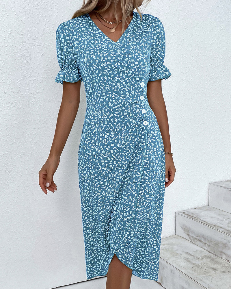 Rosa | Chic Floral V-Neck Wrap Dress