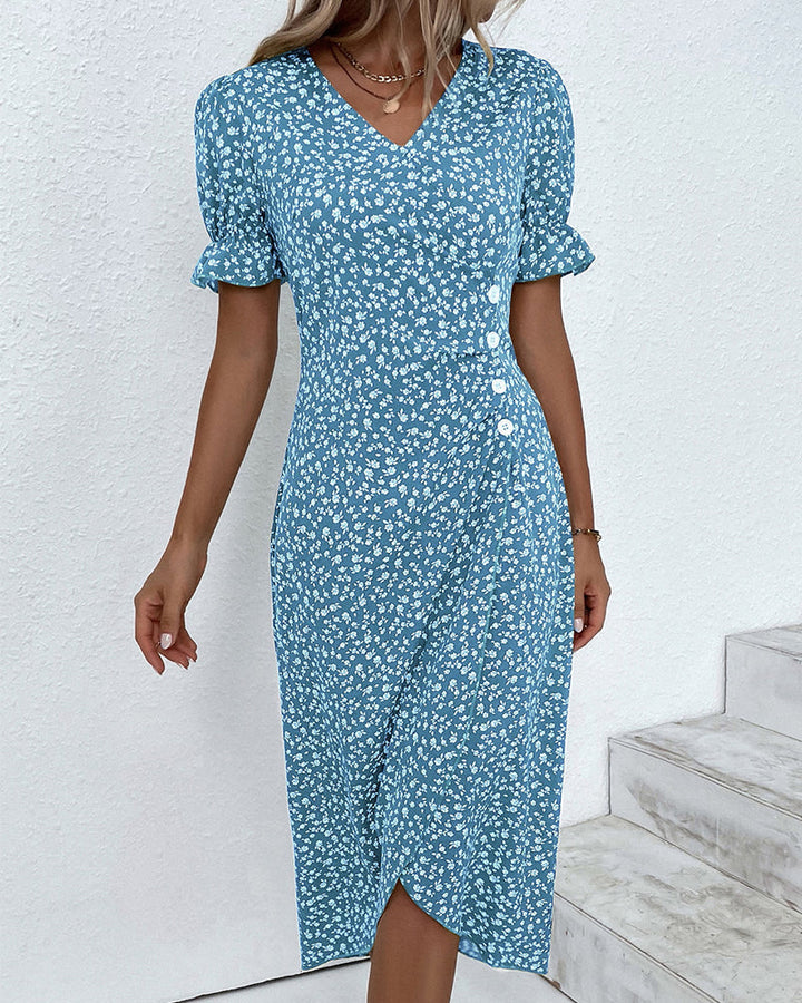 Rosa | Chic Floral V-Neck Wrap Dress