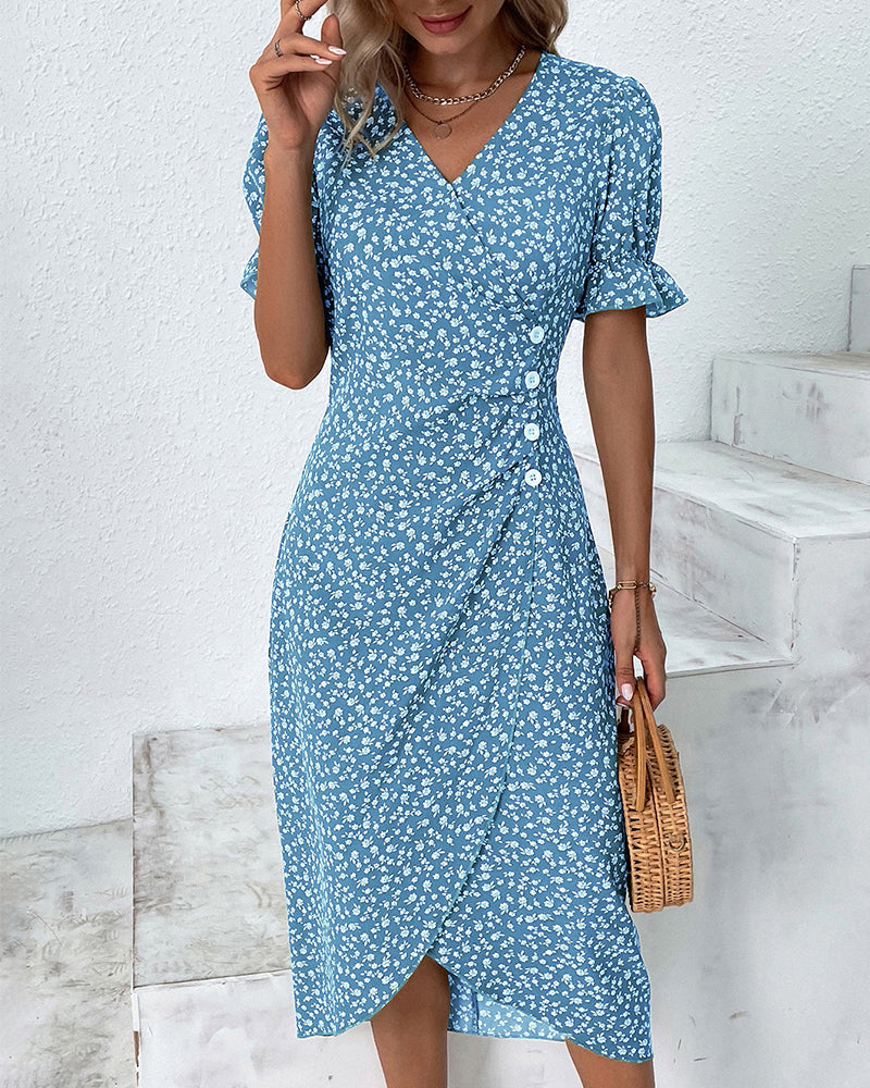 Rosa | Chic Floral V-Neck Wrap Dress