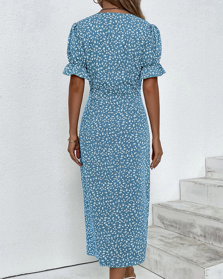 Rosa | Chic Floral V-Neck Wrap Dress