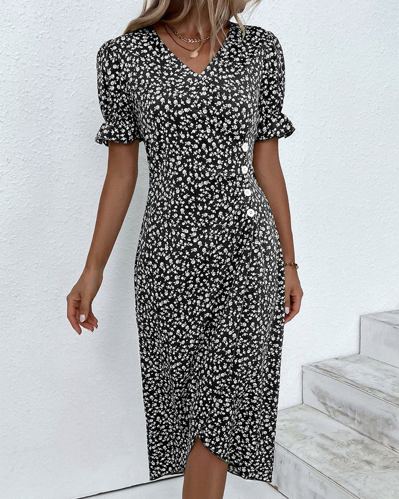 Rosa | Chic Floral V-Neck Wrap Dress