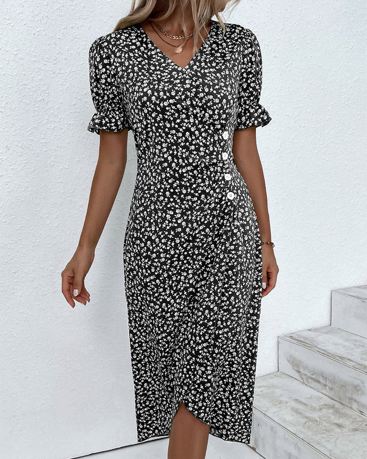 Rosa | Chic Floral V-Neck Wrap Dress