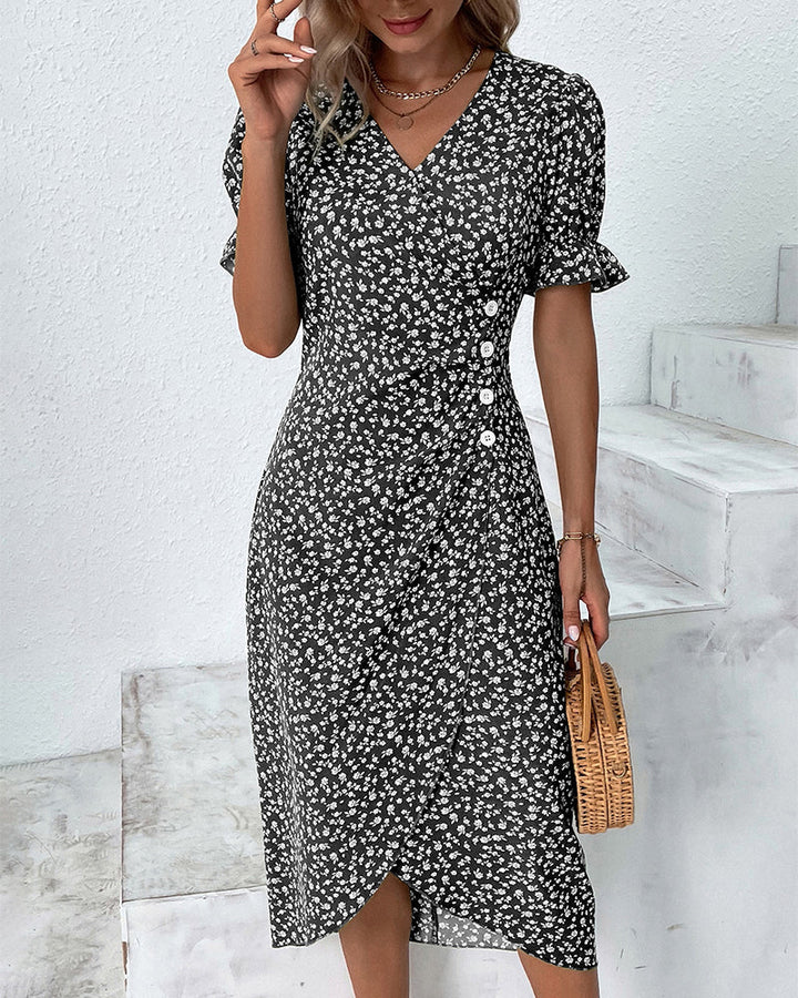 Rosa | Chic Floral V-Neck Wrap Dress