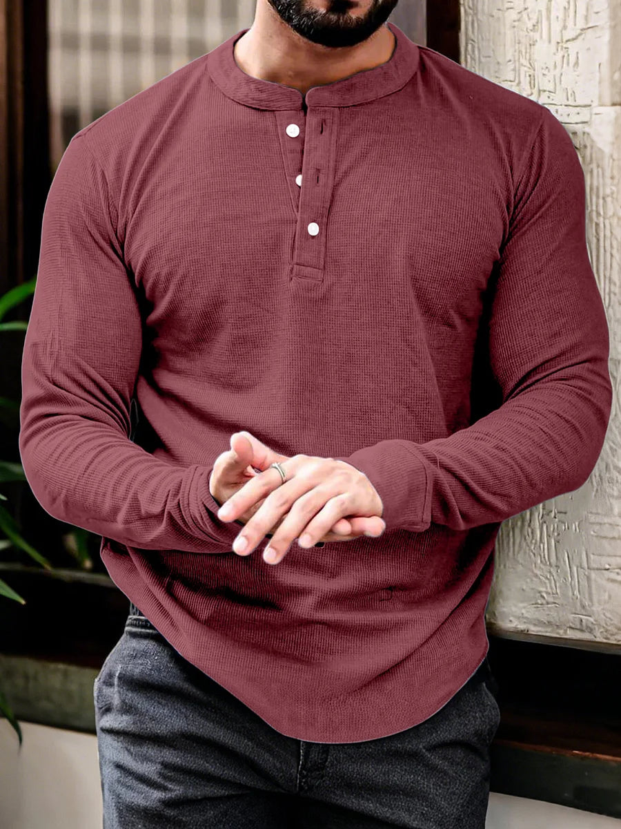 Comfort Fit Longsleeve Henley T Shirt for Men
