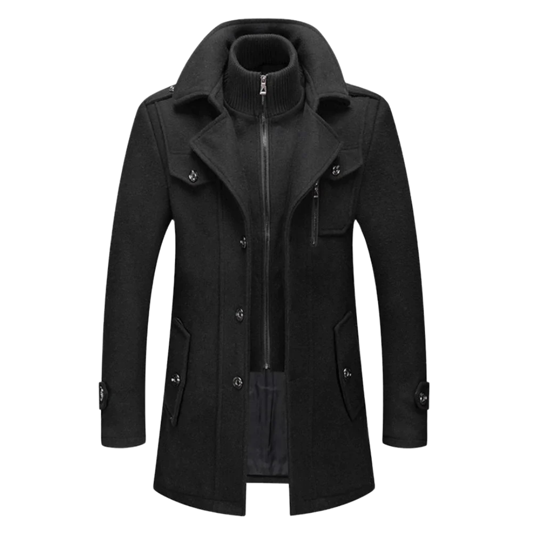 James | Men's Black Coat with Button Closure