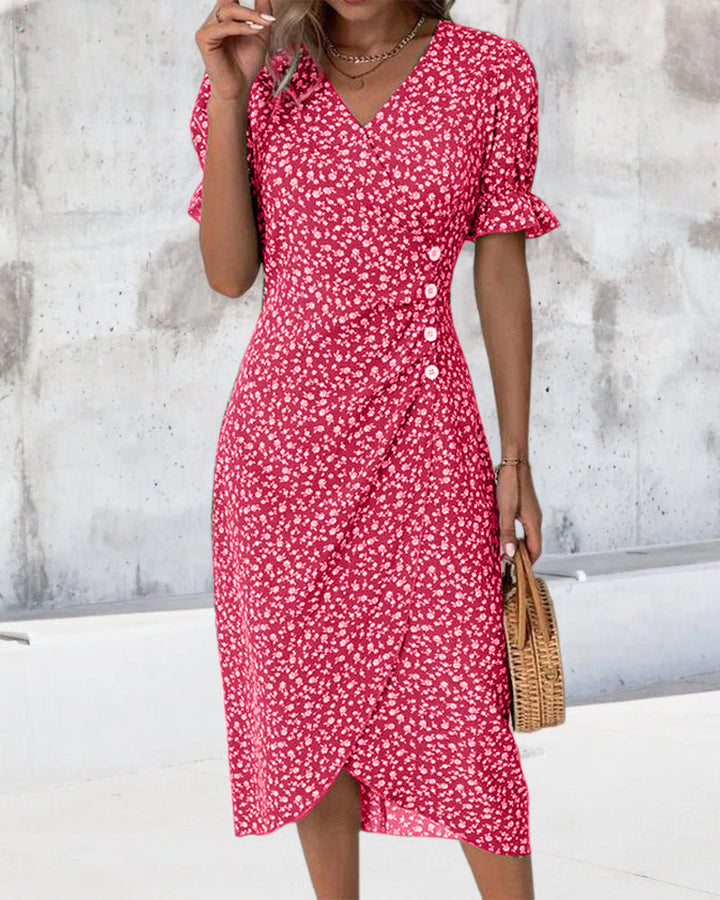 Rosa | Chic Floral V-Neck Wrap Dress