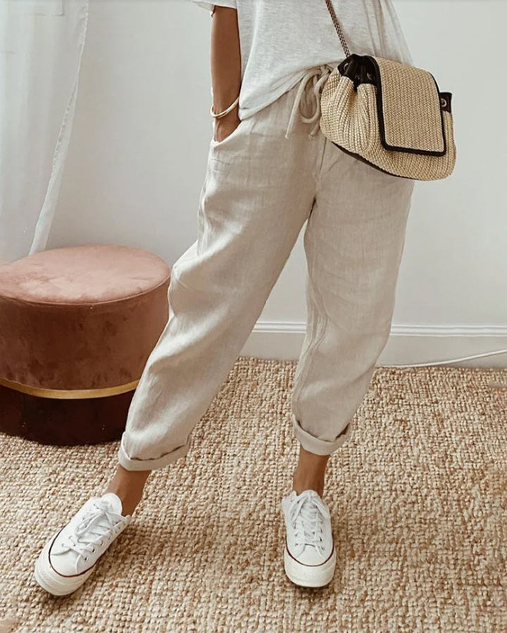 Linen Blend Summer Pants for Women