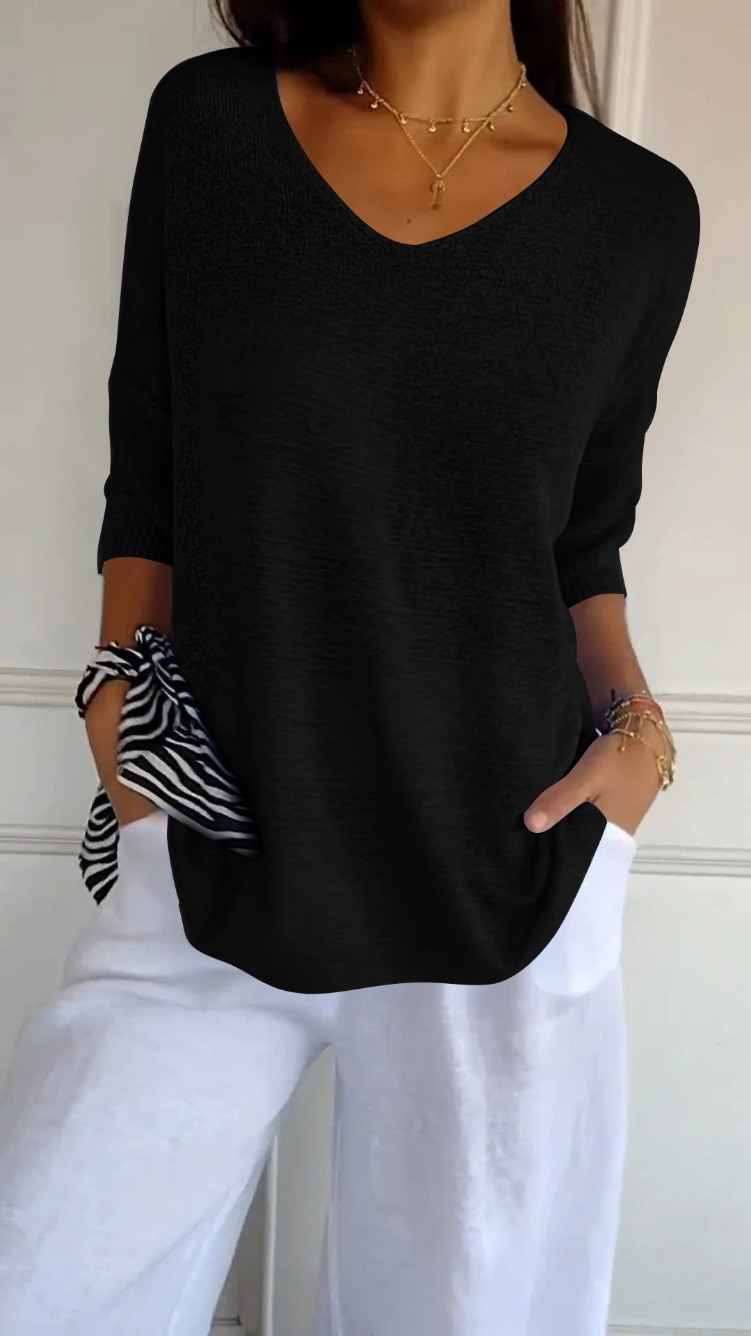 Luxury Knitted Women's V-neck Top
