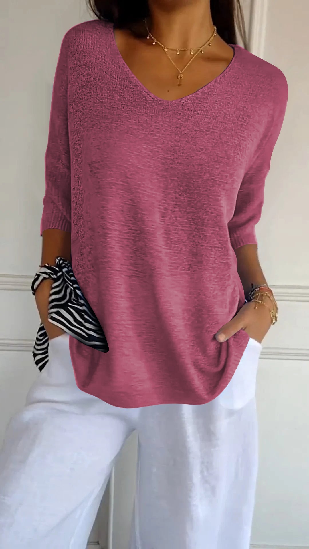 Luxury Knitted Women's V-neck Top