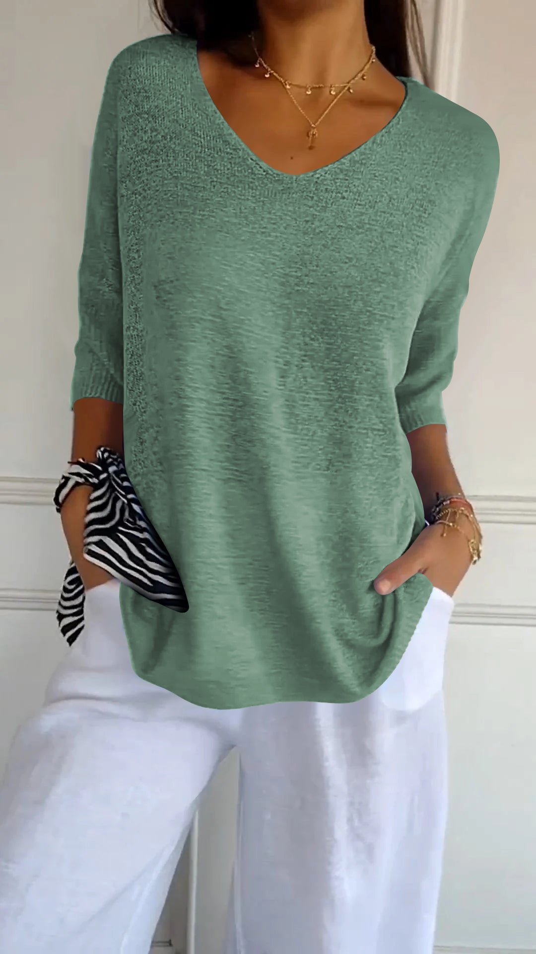 Luxury Knitted Women's V-neck Top