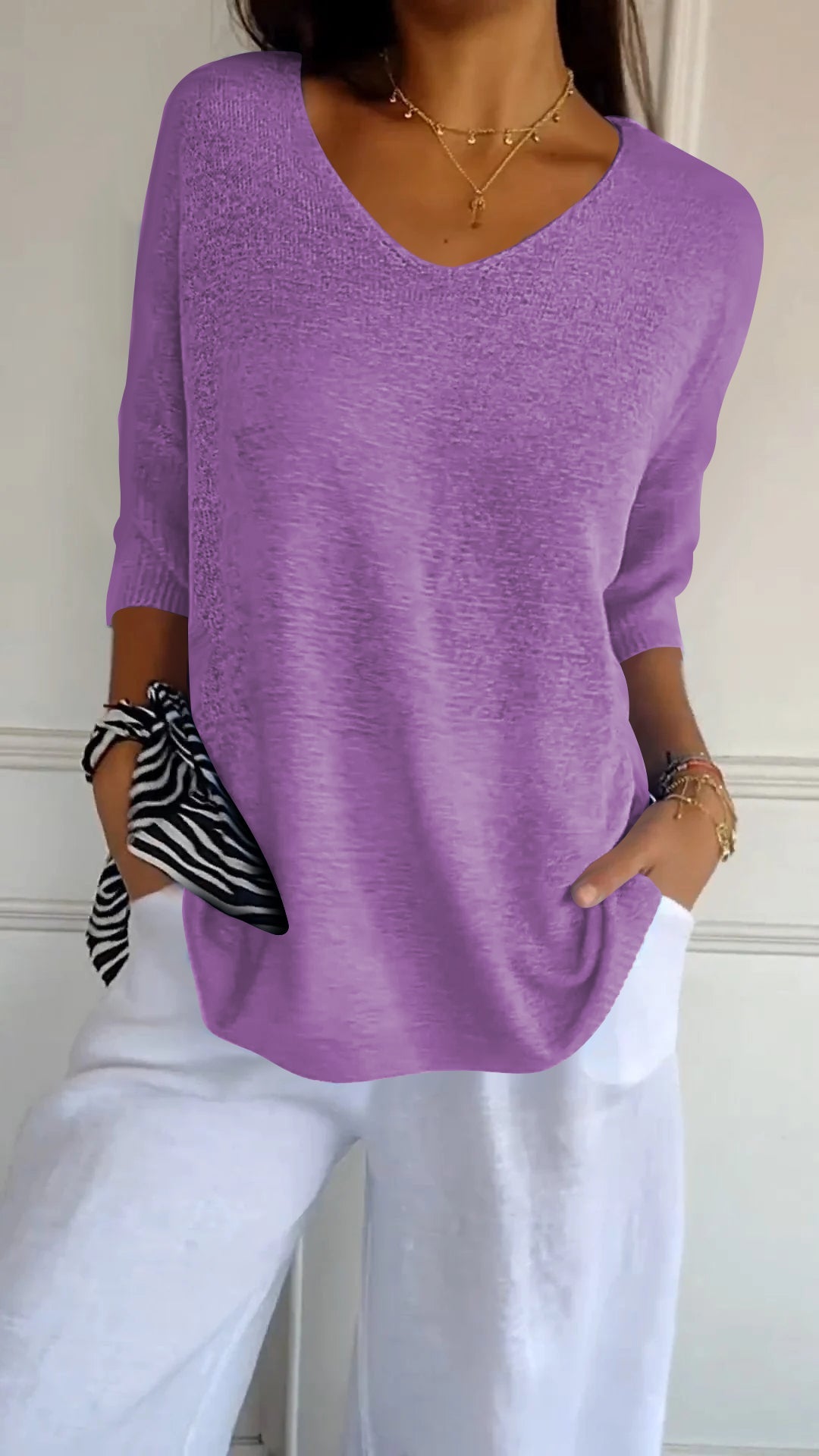 Luxury Knitted Women's V-neck Top