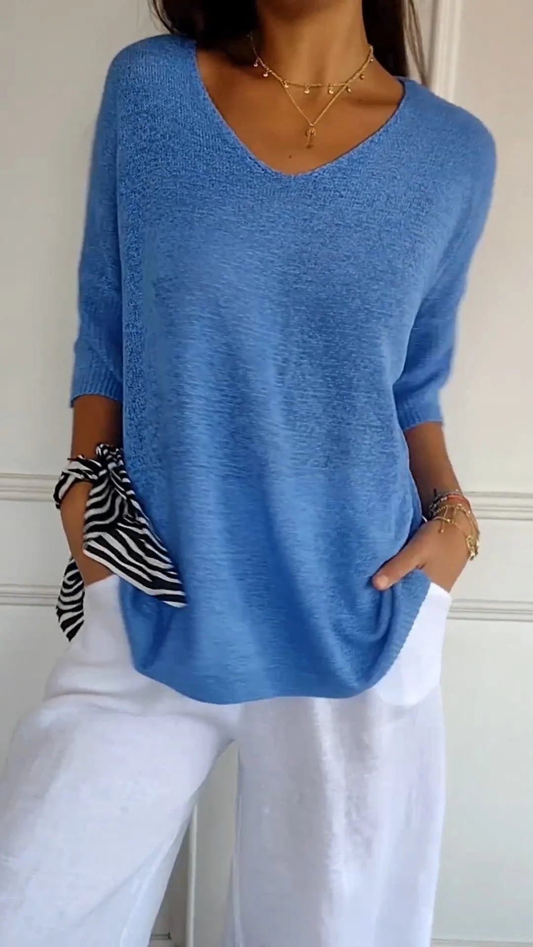 Luxury Knitted Women's V-neck Top