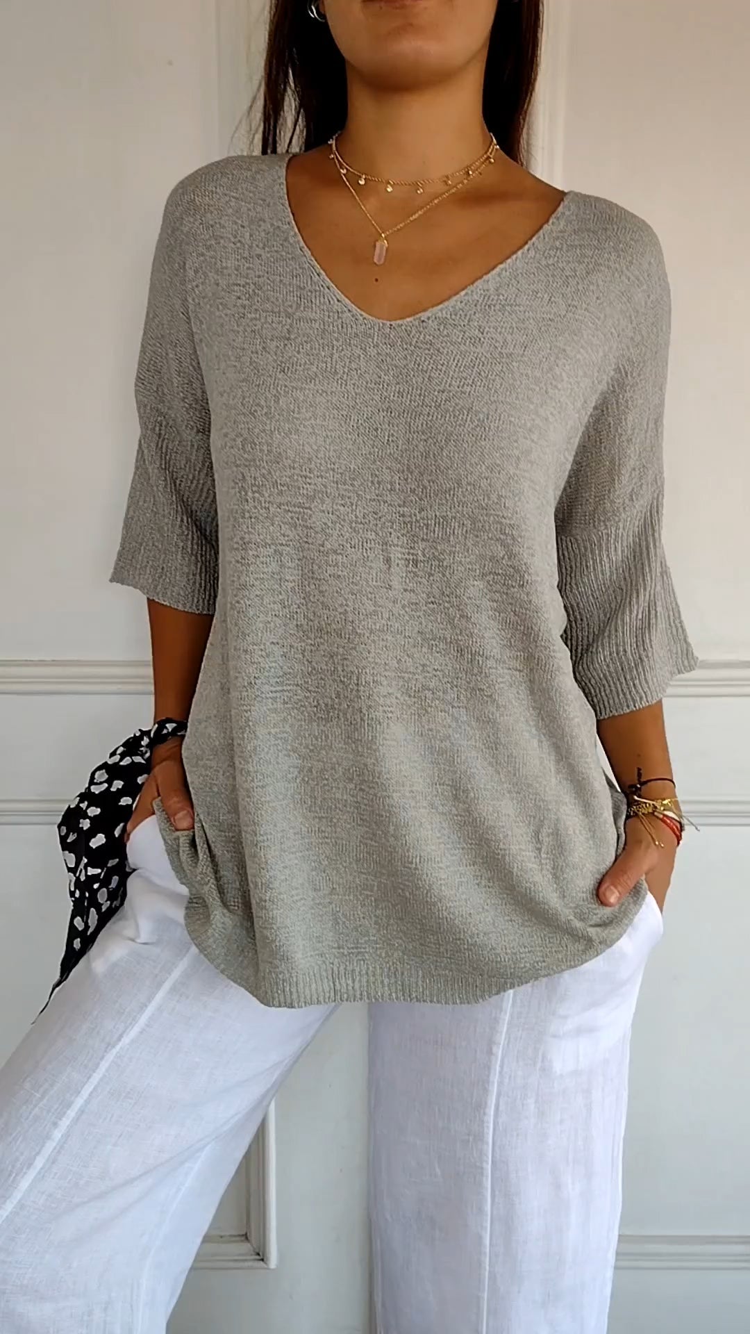 Luxury Knitted Women's V-neck Top