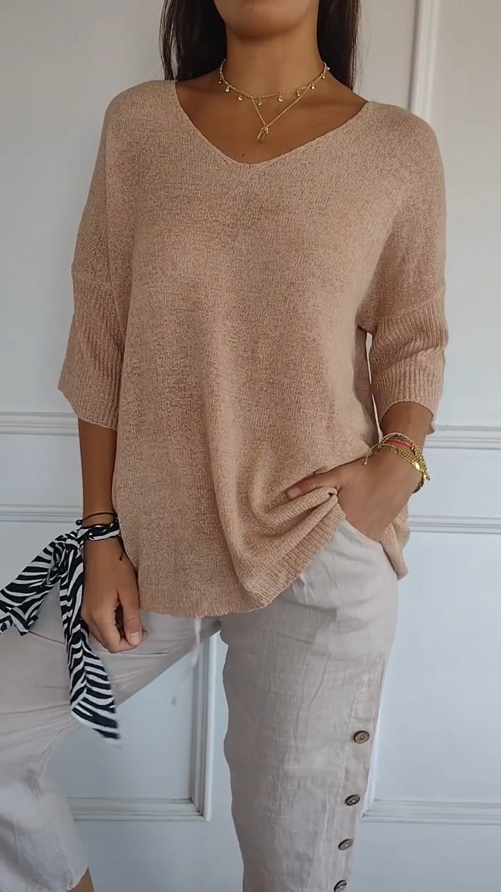 Luxury Knitted Women's V-neck Top