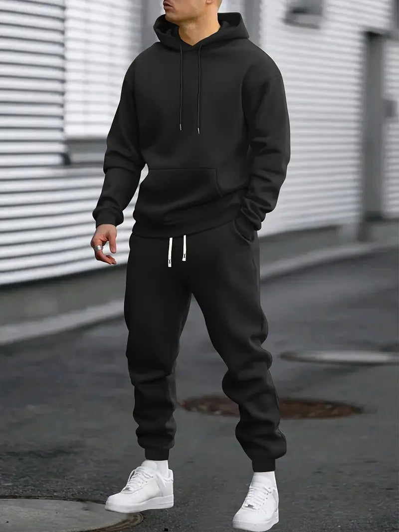 Men's Sports Suit Set - Sweatshirt and Jogger Pants for Outdoor Running and Jogging