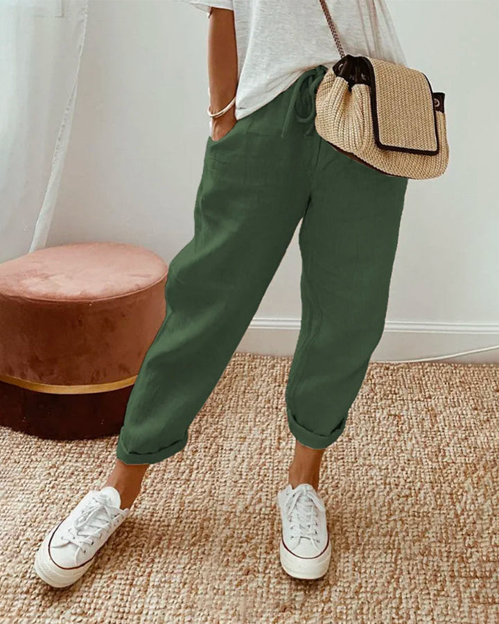 Linen Blend Summer Pants for Women