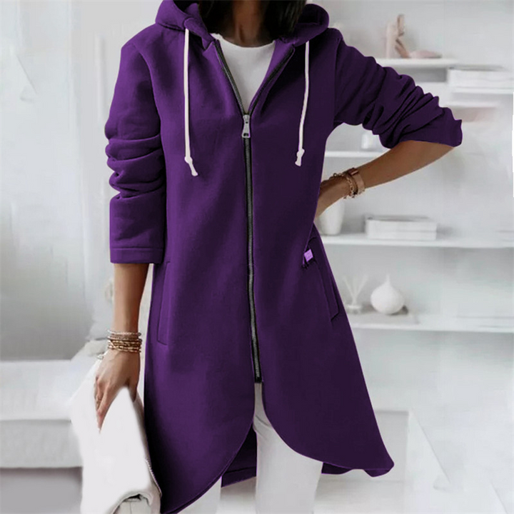Leah | Women's Long Hooded Pullover with Zipper