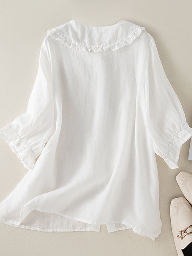 Lillian | Chic Cotton Linen Ruffled Top