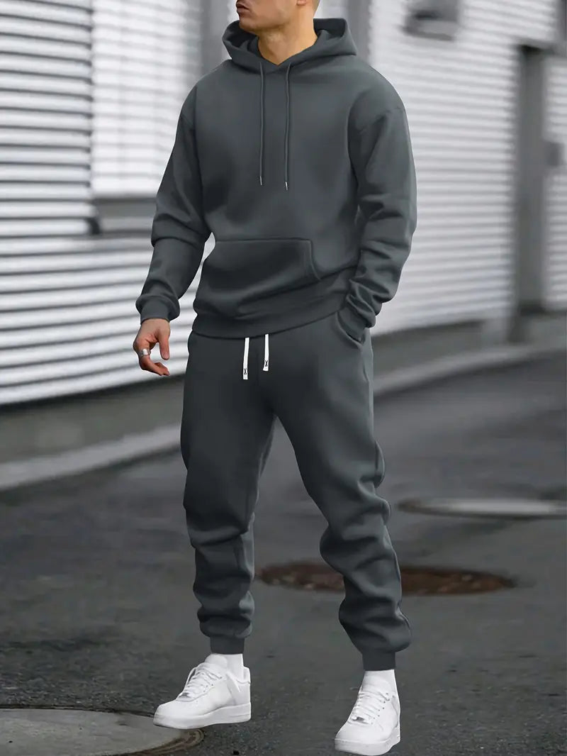 Men's Sports Suit Set - Sweatshirt and Jogger Pants for Outdoor Running and Jogging