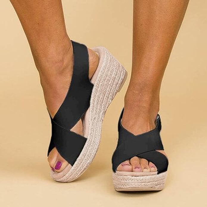 Monika | Chic Cross-Strap Wedge Sandals
