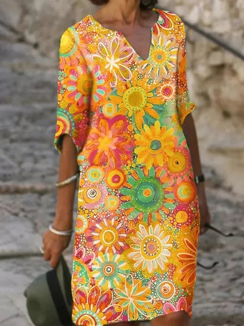 Floral V-Neck Dress for Women