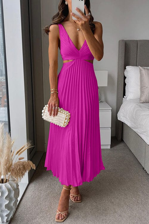 Sanne | Chic Satin Midi Dress with Pleats