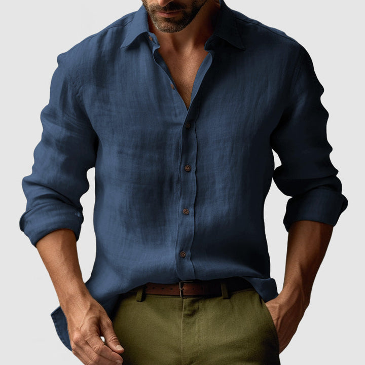 Men's Vintage Long Sleeve Linen Shirt