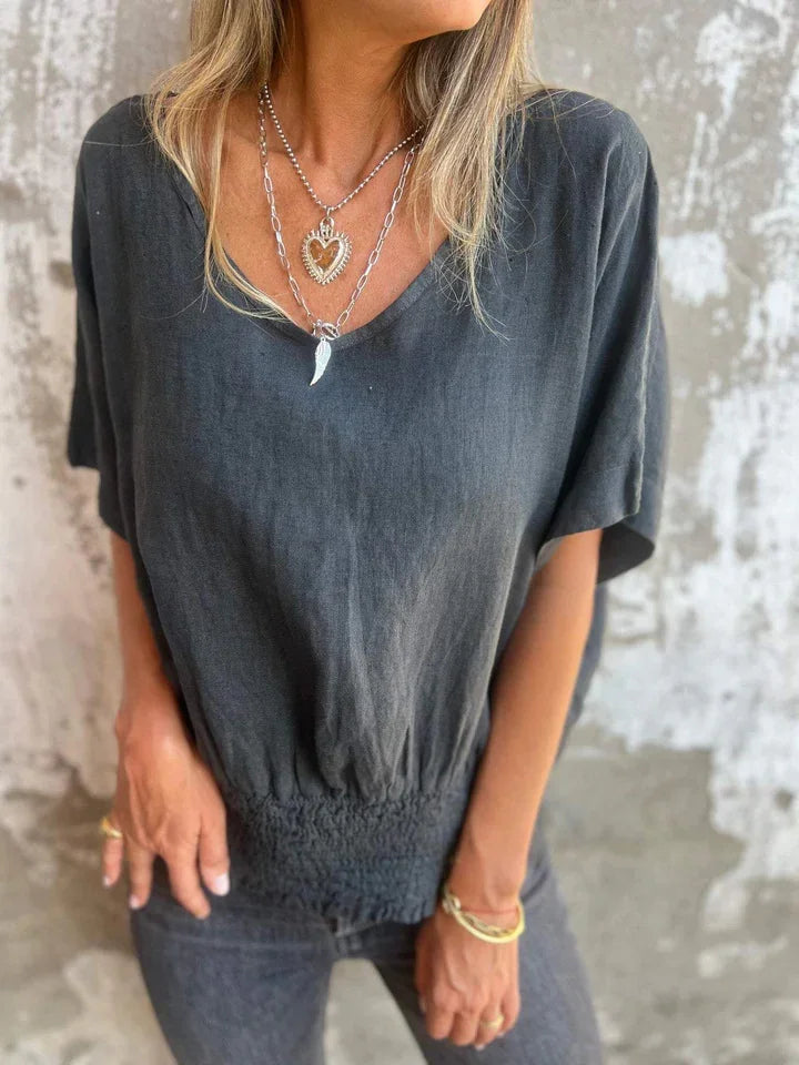 Projet | Chic V-Neck Linen Blend Blouse