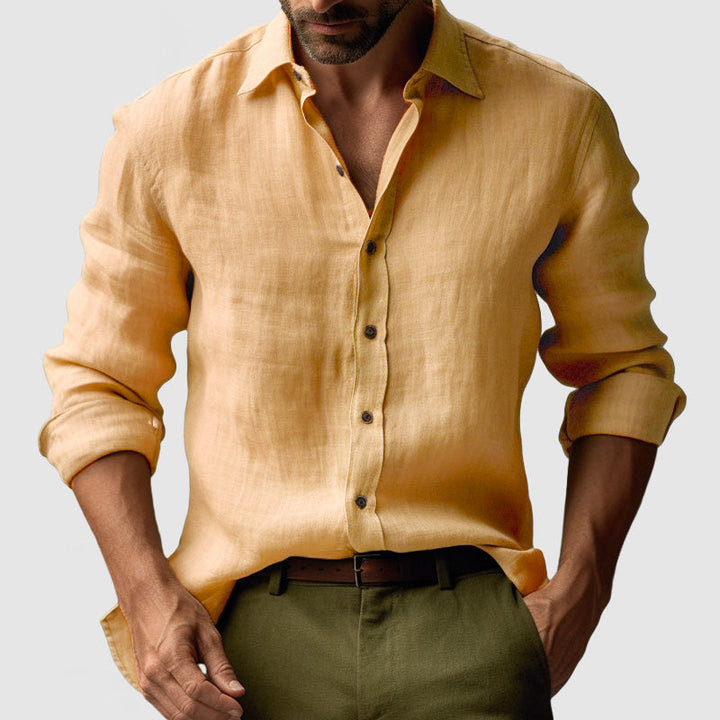 Men's Vintage Long Sleeve Linen Shirt