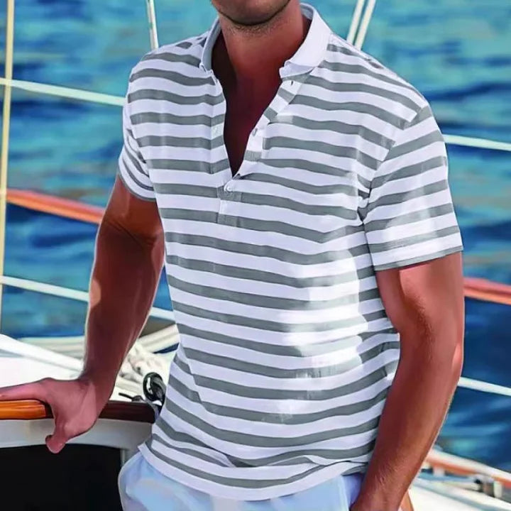 Matt - Retro Striped Polo Shirt for Men