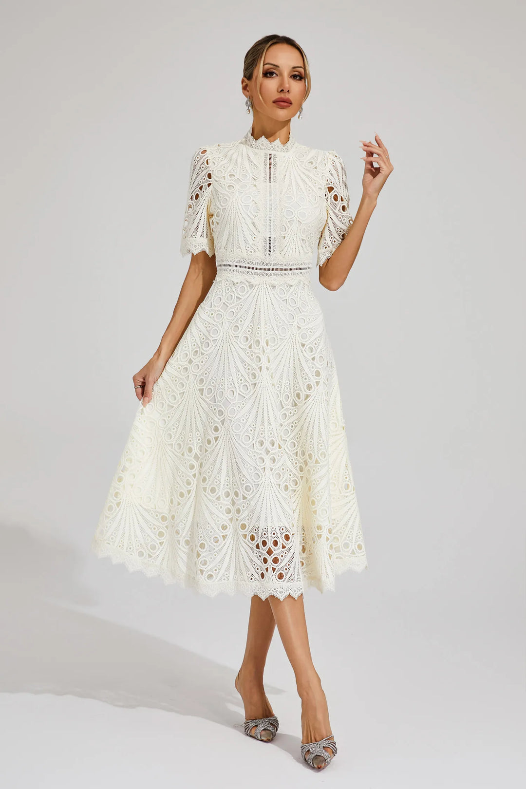 Lexi | Chic Lace Midi Dress for Her