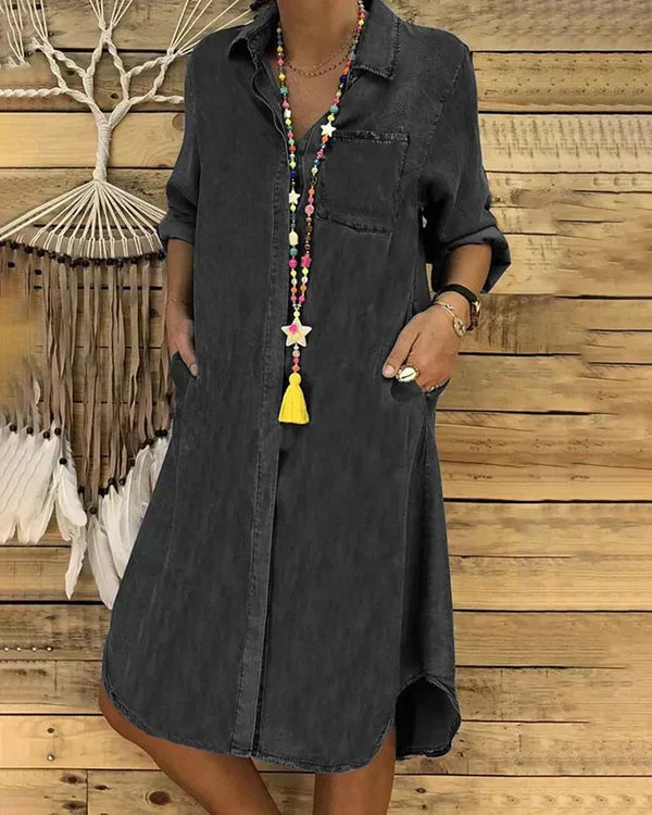 Elegant Denim Shirt Dress for Women