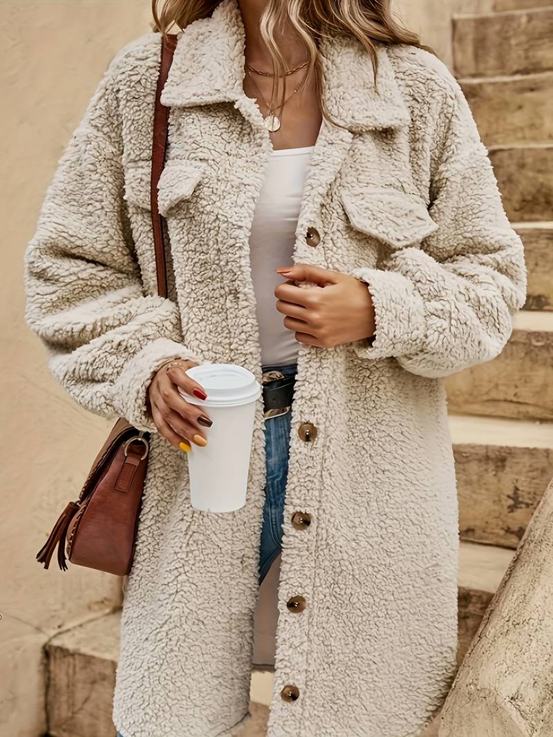 Nora | Cozy Beige Teddy Jacket for Women