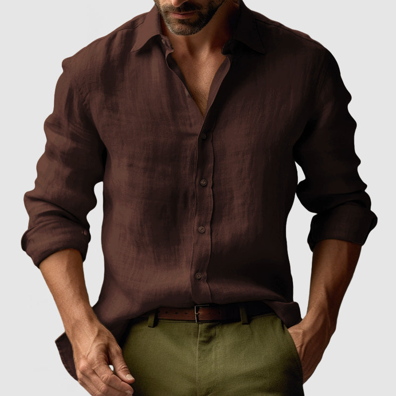 Men's Vintage Long Sleeve Linen Shirt