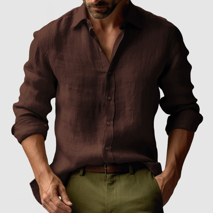 Men's Vintage Long Sleeve Linen Shirt