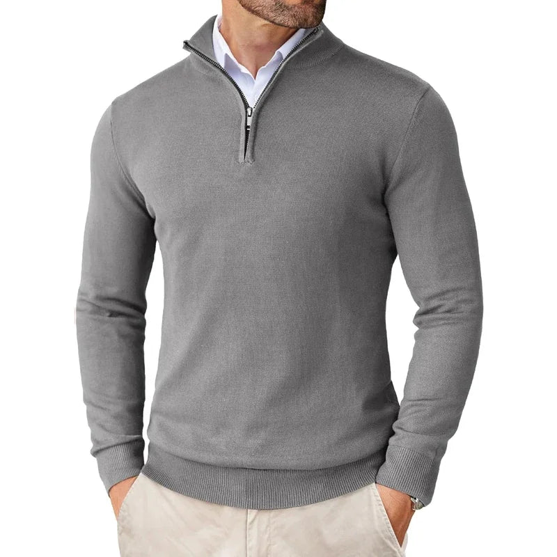 Edward | Men's Sweater with Zippered Collar | Soft Cotton Blend