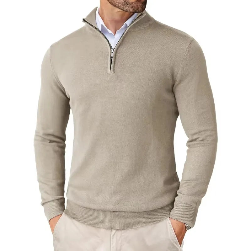 Edward | Men's Sweater with Zippered Collar | Soft Cotton Blend