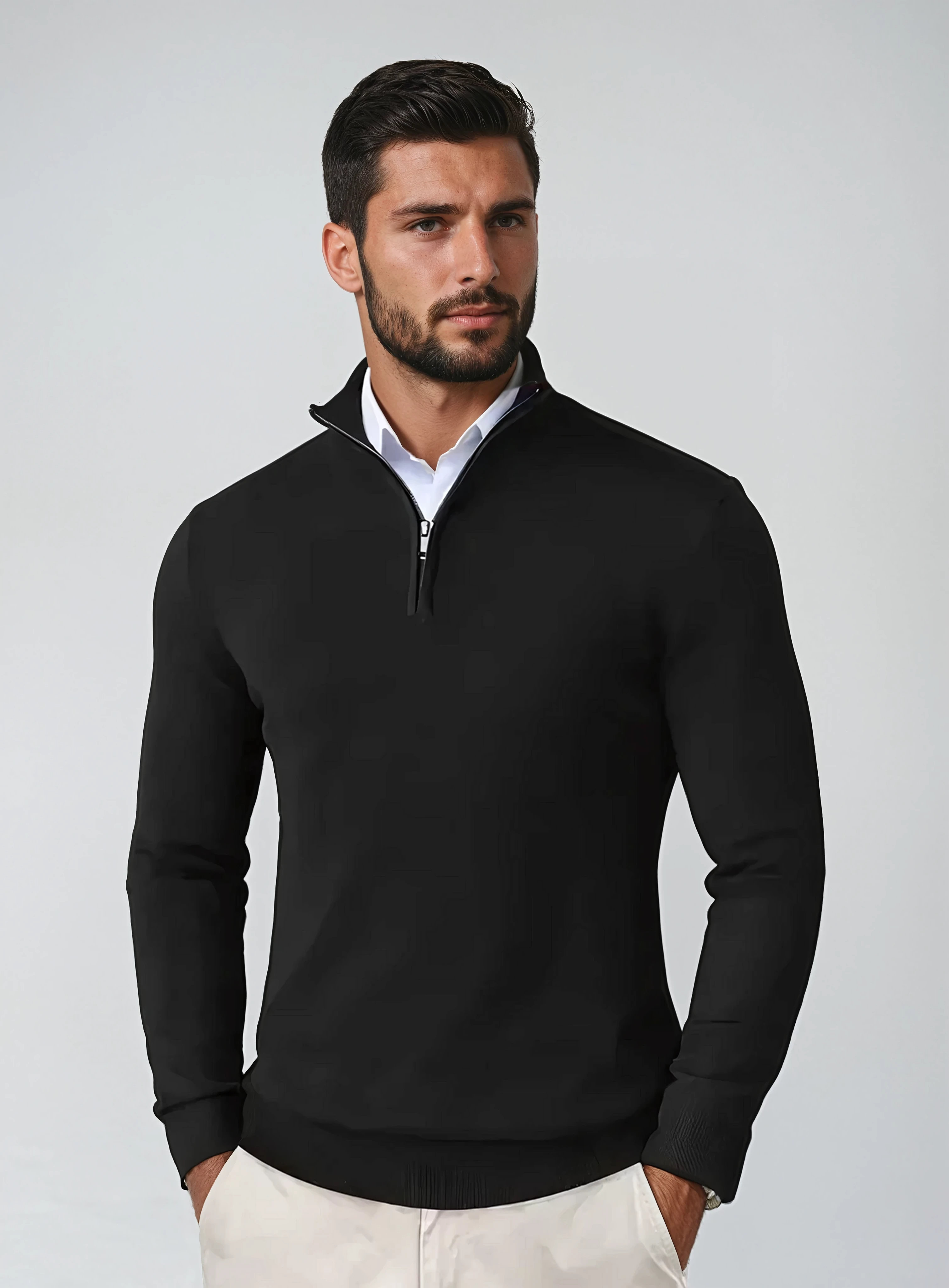 Edward | Men's Sweater with Zippered Collar | Soft Cotton Blend