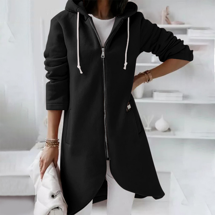 Leah | Women's Long Hooded Pullover with Zipper