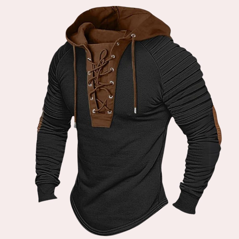 Albert | Men's Modern Lace-Up Hoodie with Hood