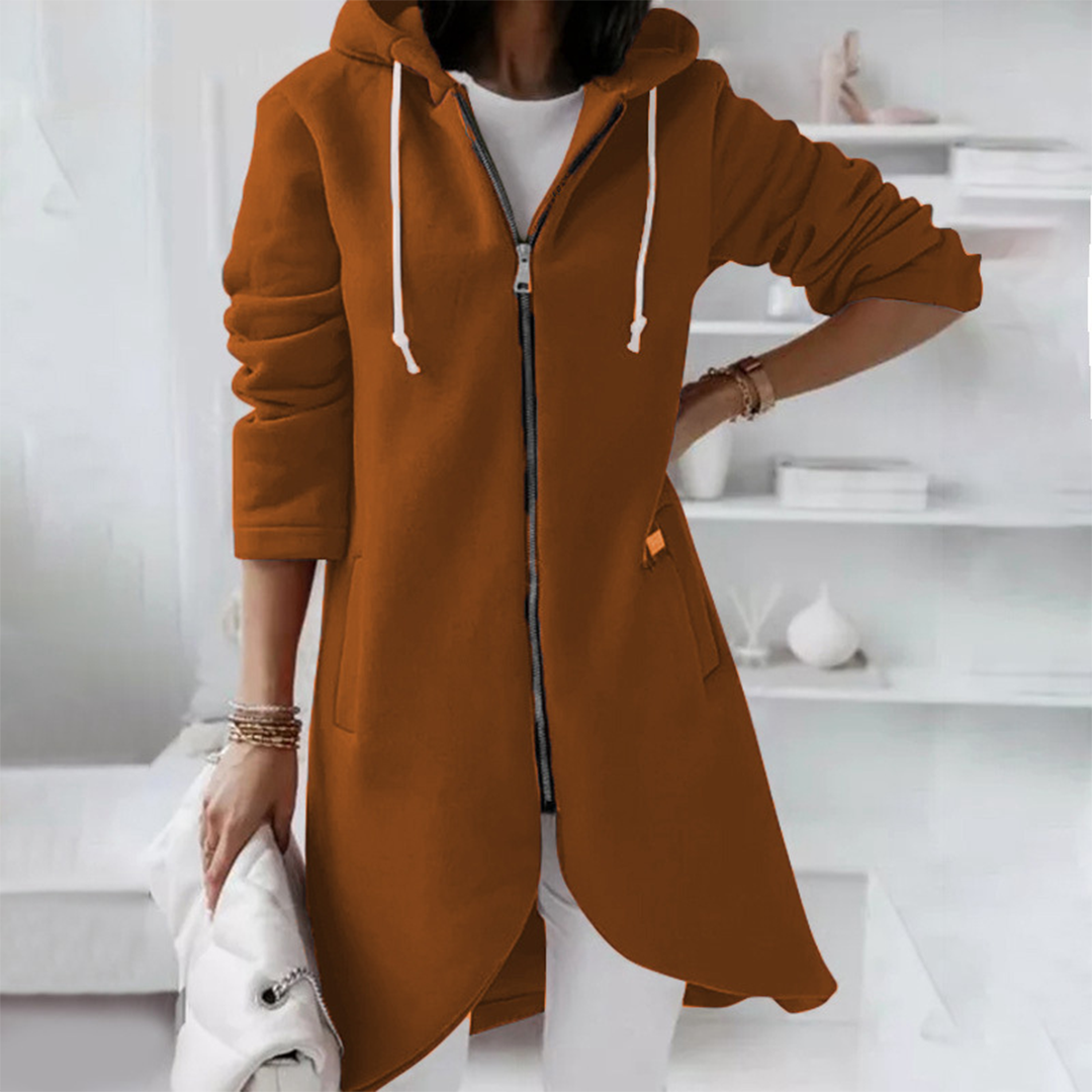 Leah | Women's Long Hooded Pullover with Zipper