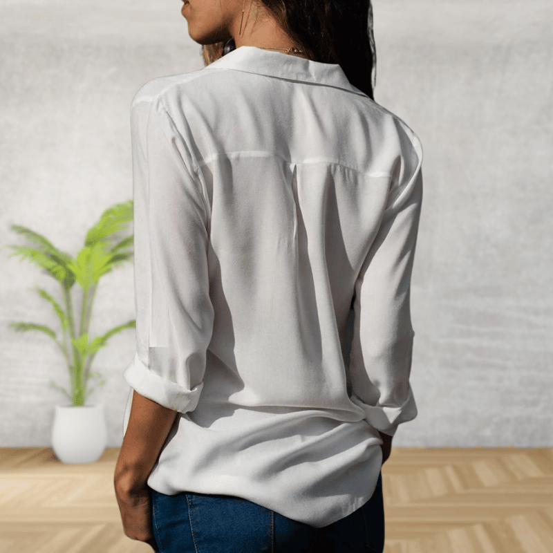 Evelina | Elegant Rolled-Sleeve Button-Up Shirt