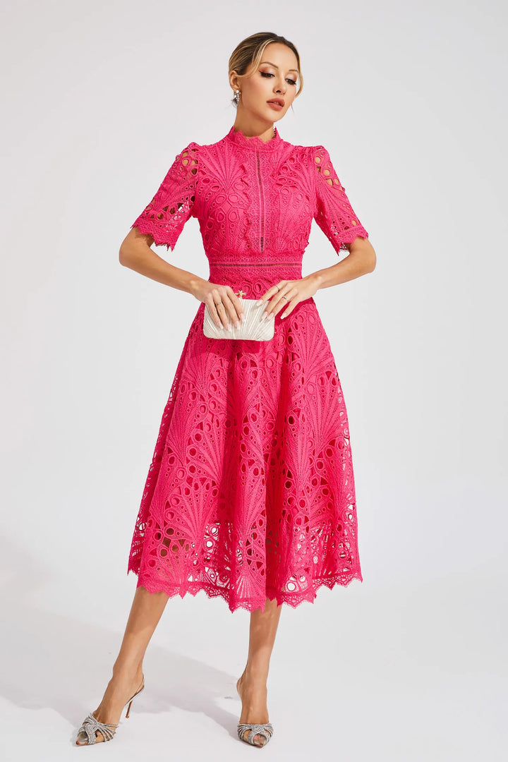 Lexi | Chic Lace Midi Dress for Her