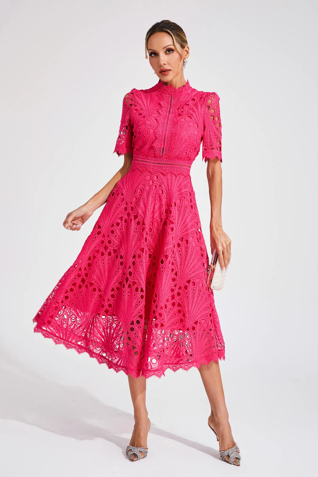 Lexi | Chic Lace Midi Dress for Her