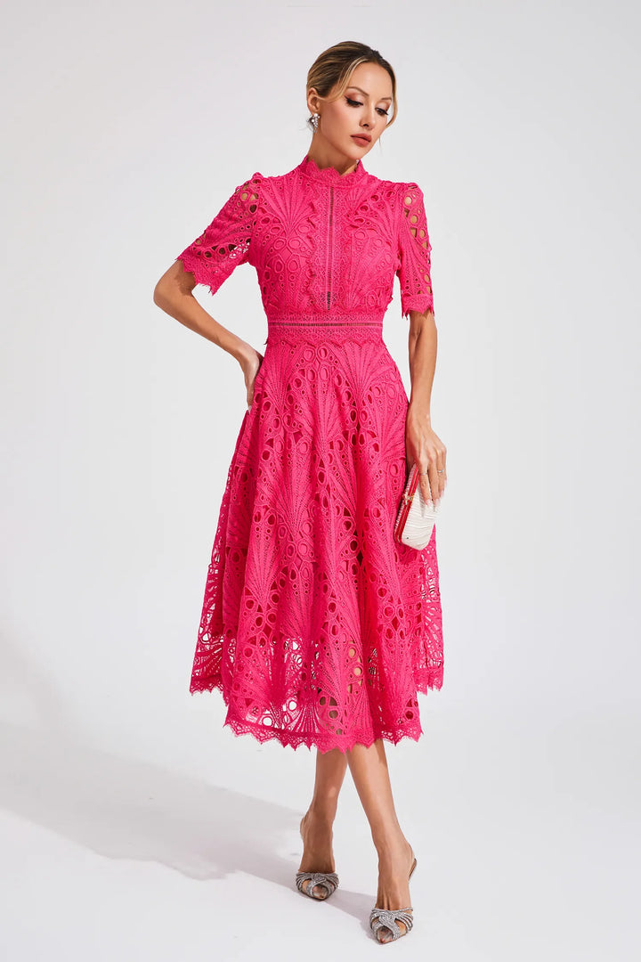 Lexi | Chic Lace Midi Dress for Her