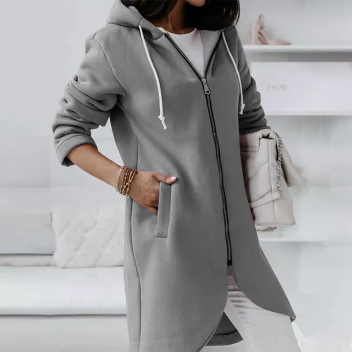 Leah | Women's Long Hooded Pullover with Zipper