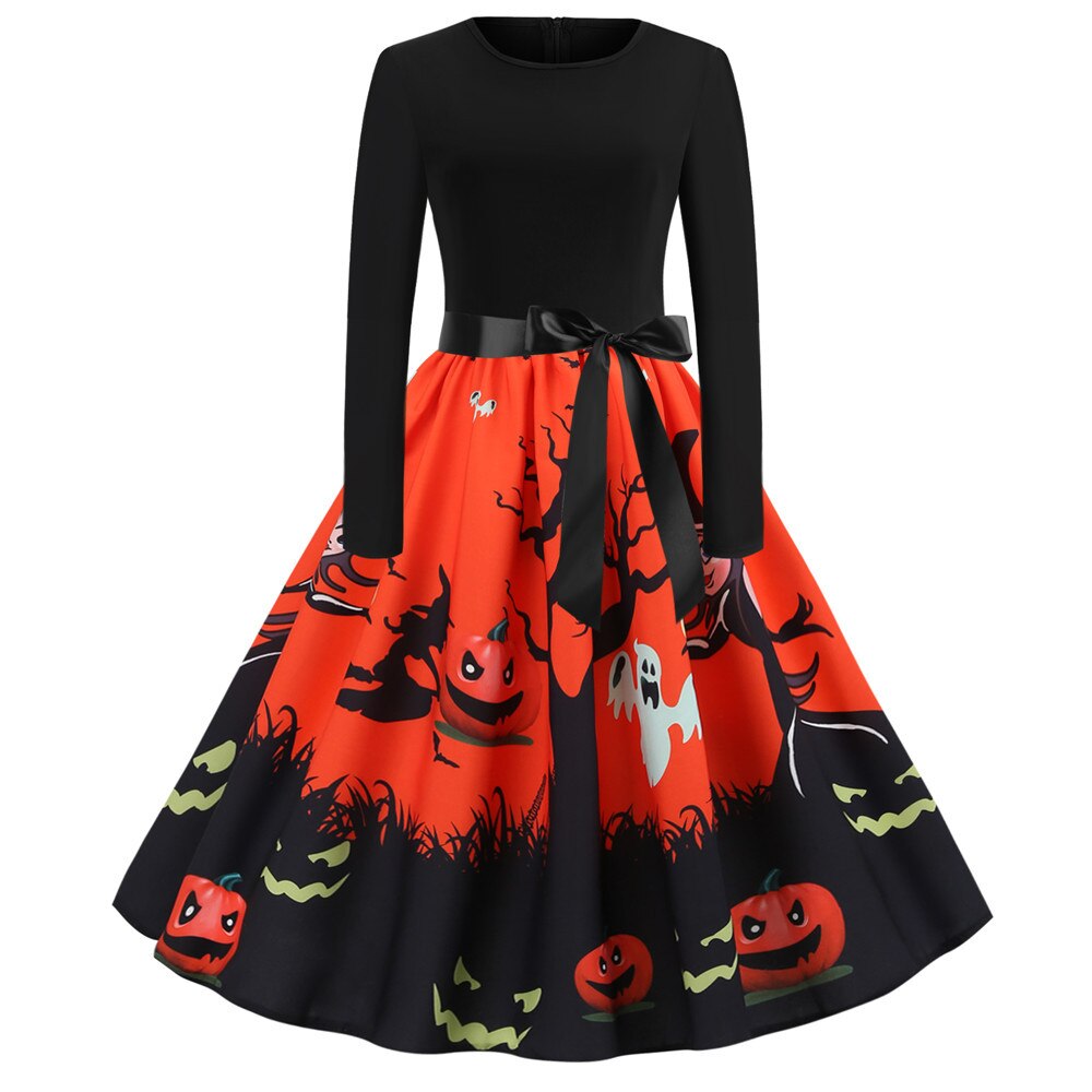 Gothic Cartoon Print Halloween Costume | Midi