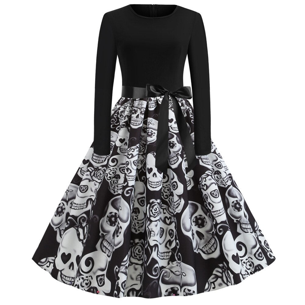 Gothic Cartoon Print Halloween Costume | Midi